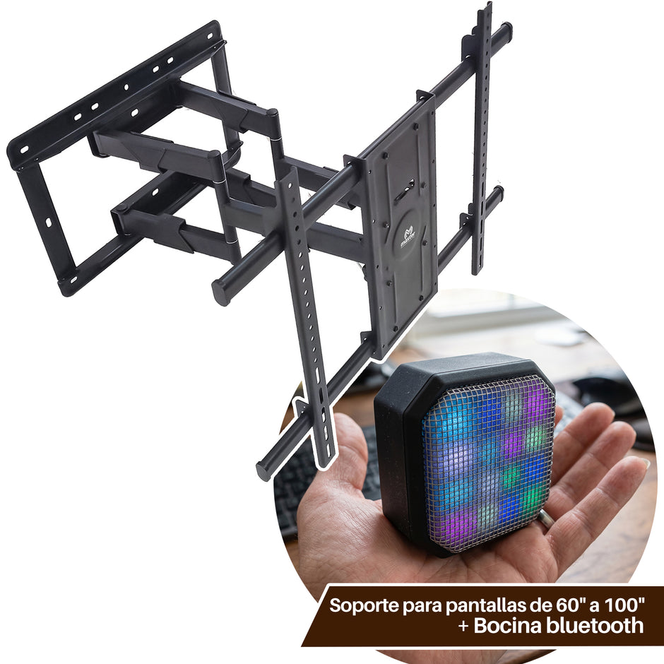 Combo Soporte de brazo para pantallas de 55" a 120" + mini-bocina bluetooth
