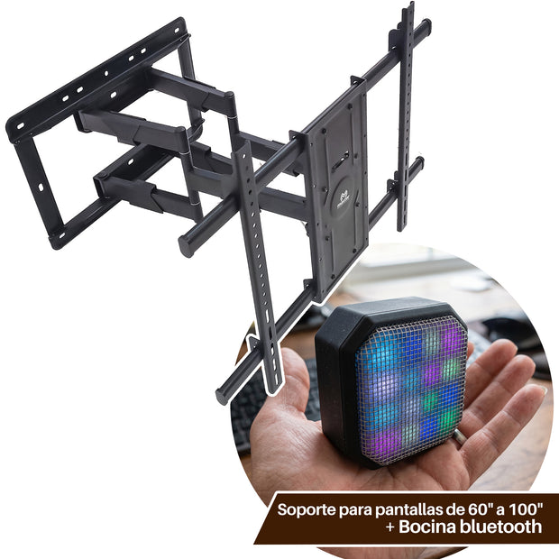 Combo Soporte de brazo para pantallas de 55" a 120" + mini-bocina bluetooth