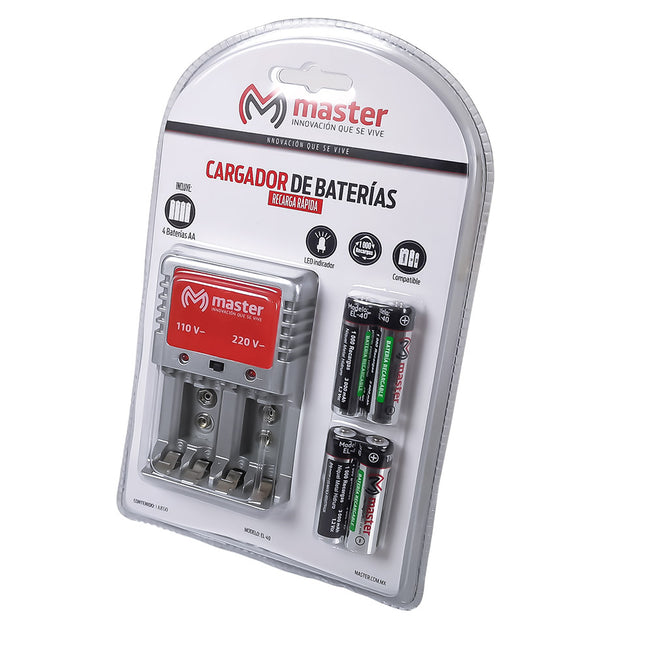 Cargador de baterías "AA", "AAA", 9v de 6w con 4 baterías "AA" 3000mah | EL-40