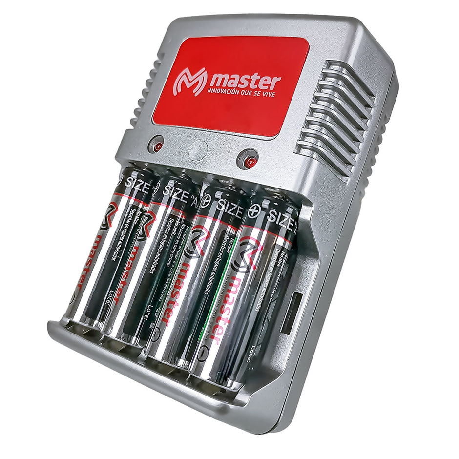 Cargador de Baterías AA, AAA y 9V – 6W con 4 Baterías AA