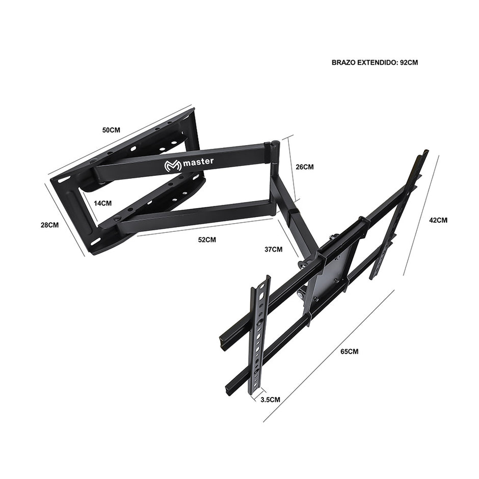 Soporte Móvil con brazo para TV y Pantallas 40”–75” | Altura Ajustable y Base de Acero | HO-ARML90