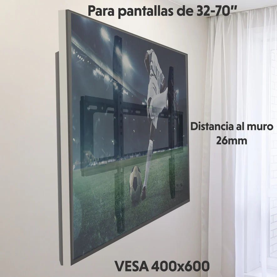 Soporte Fijo de Pared para TV y Pantallas 32”–70” | Instalación Segura | HO-LED32-70