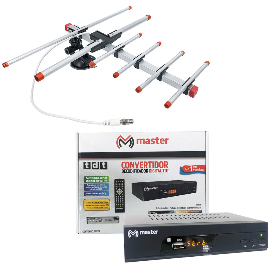Kit Decodificador Digital para TV+ Antena para exterior e interior