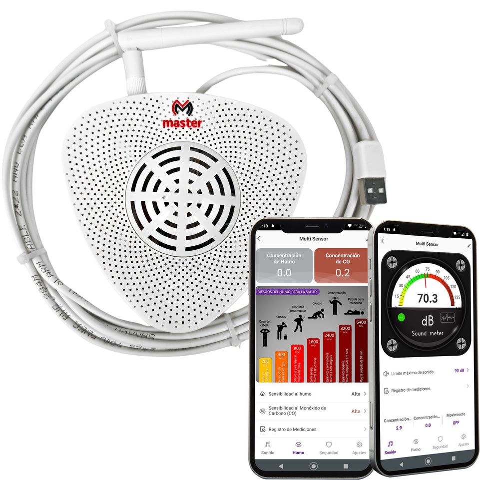 Sensor Medidor Inteligente de Ruido, Humo y Monóxido de Carbono WiFi | IOT-SMOKE