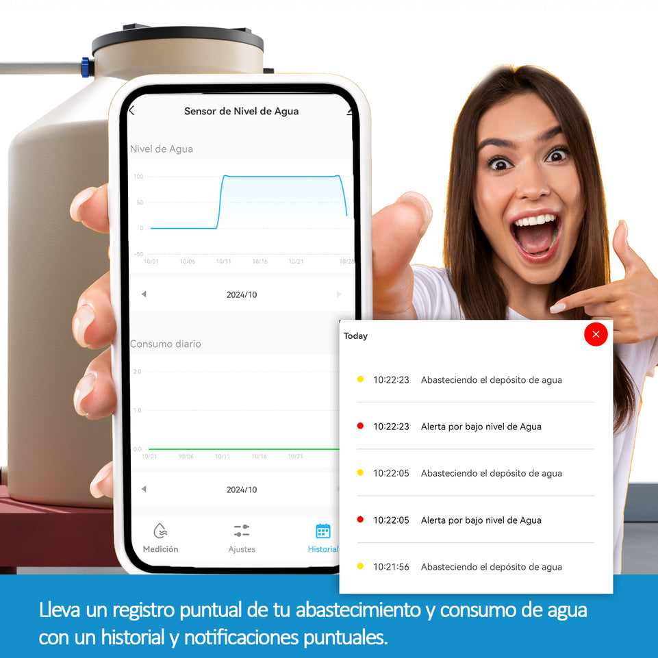 Dispositivo Inteligente con Sensor para Monitoreo de Nivel de Agua en Tinacos y Cisternas. Úsalo Fácilmente Desde su App con tu Celular es Compatible con Alexa IOT-Water | IOT-WATER