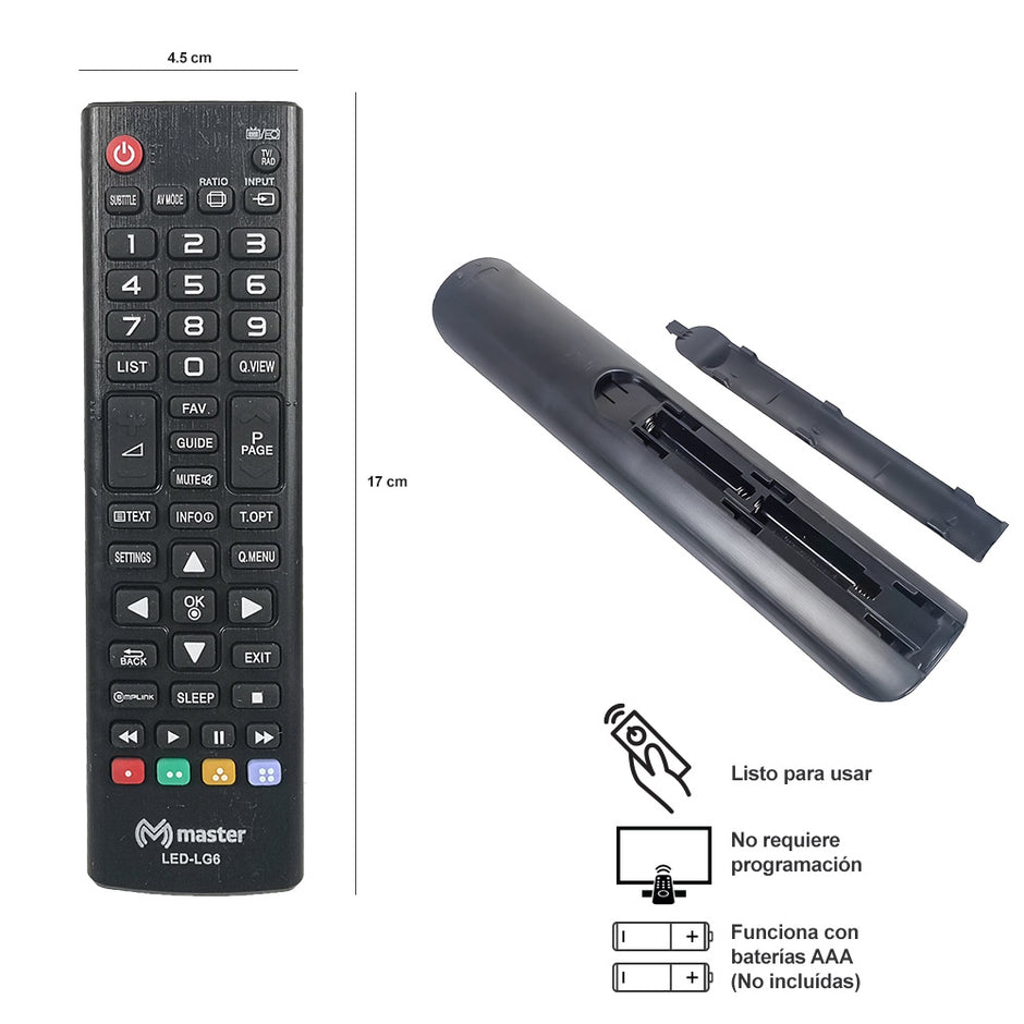 Control Remoto Compatible con Pantallas LG sin Programación | LED-LG6
