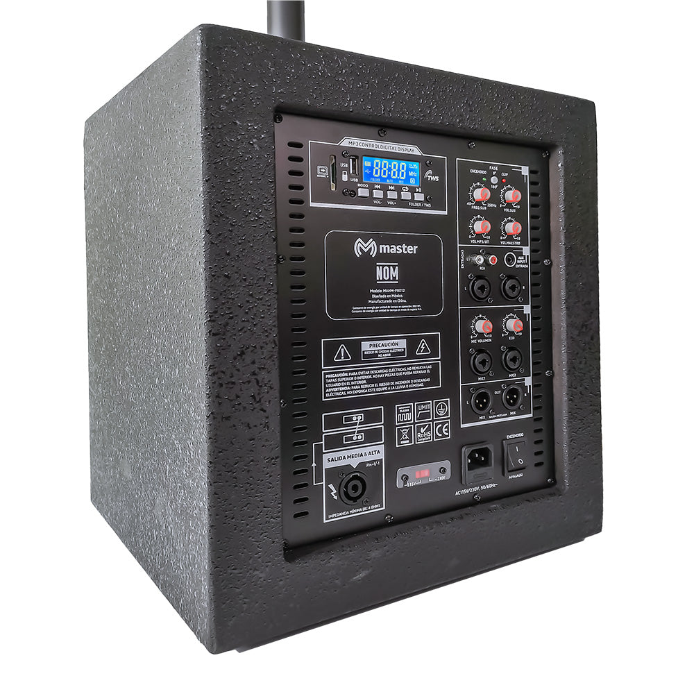 Sistema de audio profesional de 12" con 1 satélite, 19000 W de potencia | MA-PRO12