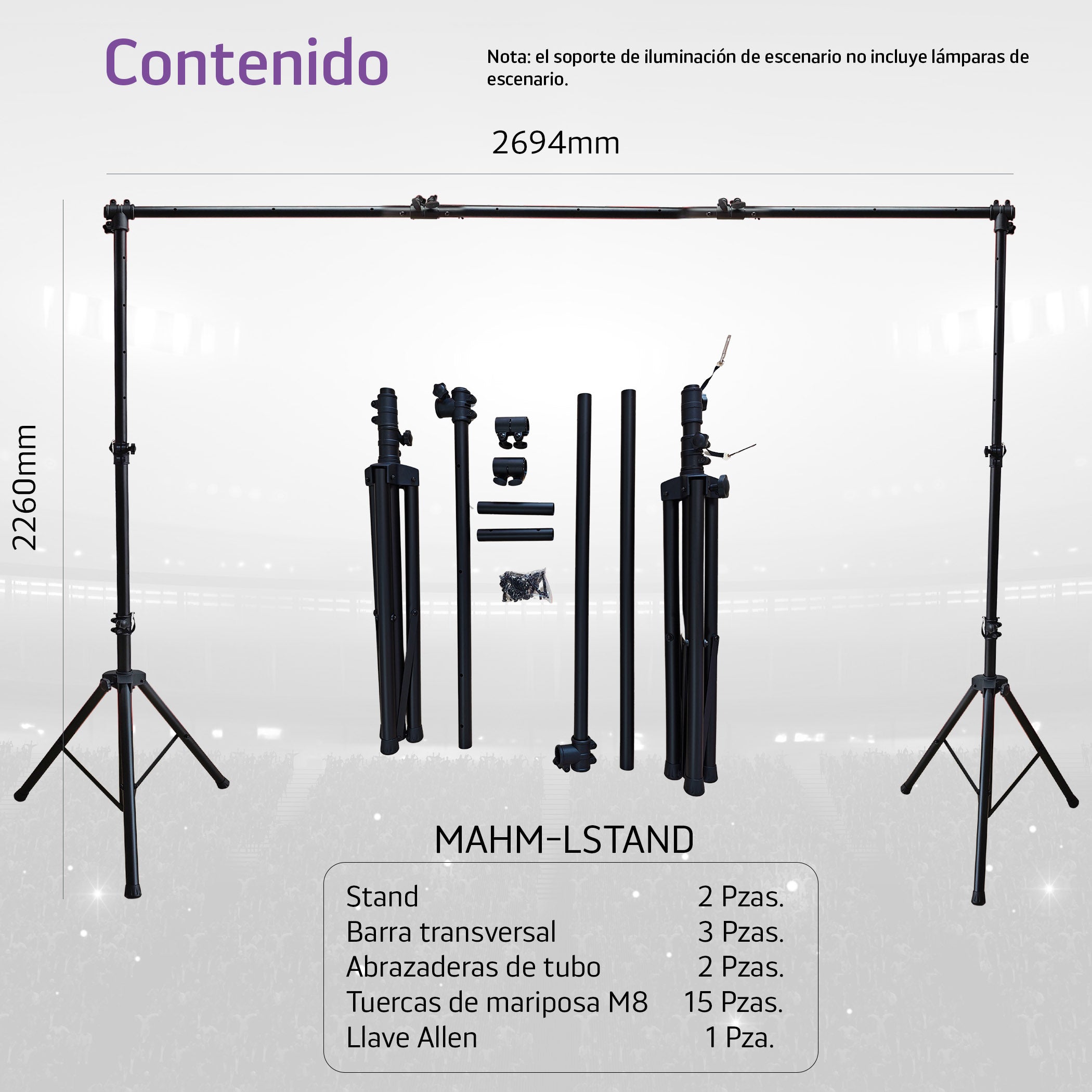 Combo musical portería de luces + kit 2 reproductores de audio M1 de 2000W - PARTY-PLUS