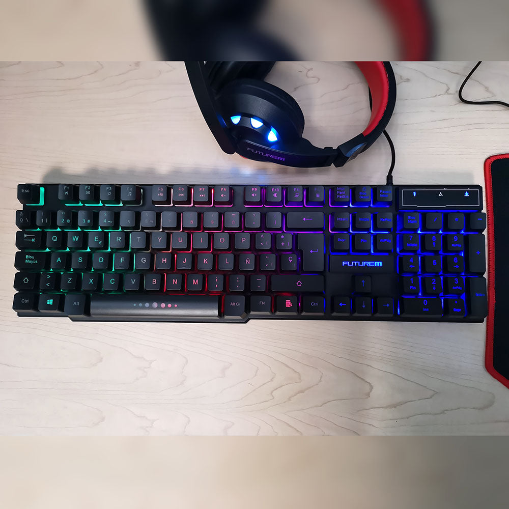 Kit De Teclado Gamer , Mouse, Audífonos y Mouse Pad de REGALO l MC-KITGAMEPRO