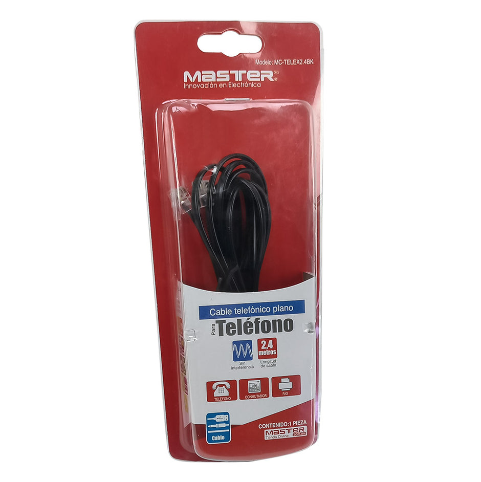 Cable telefónico plano de 4 hilos | MC-TELEX2.4BK