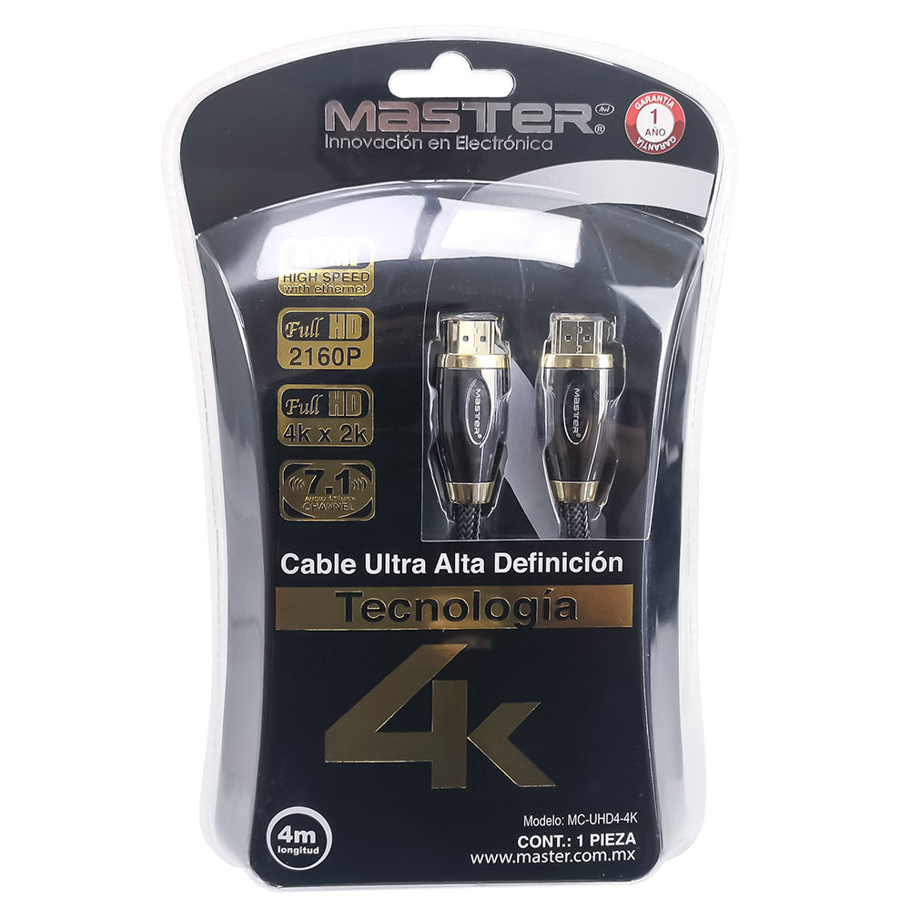 Cable Hdmi 4 Metros Ultra Alta Definición 4k Mc-uhd4-4k Master Mc