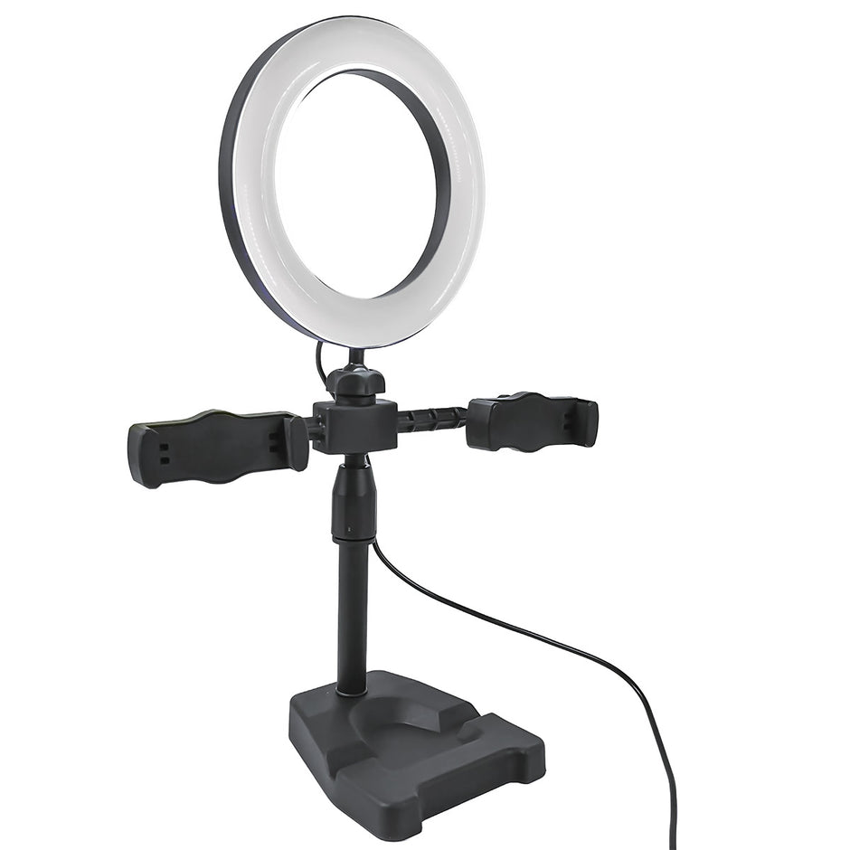 Soporte para aro de luz de mesa con 2 clips para celular | ML-RINGDESK