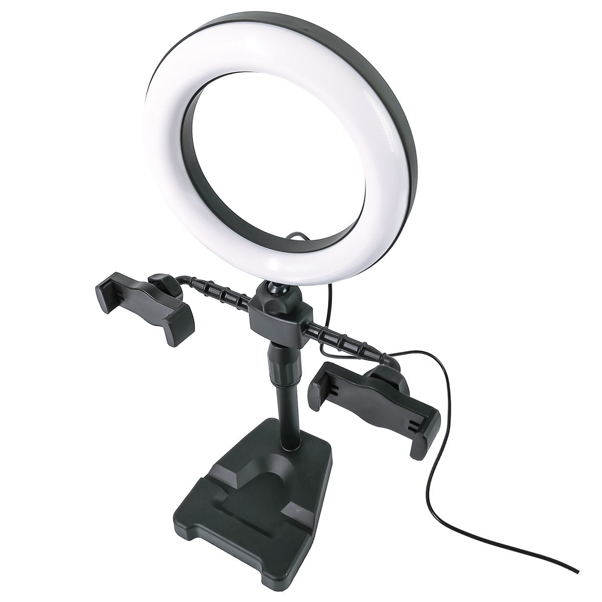 Soporte para aro de luz de mesa con 2 clips para celular | ML-RINGDESK