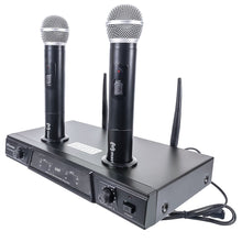 Cargar imagen en el visor de la galería, Sistema profesional con 2 micrófonos inalámbricos recargables VHF de alto alcance | MS-2MICRECH