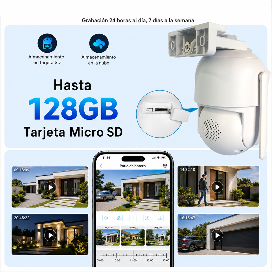 Cámara de Seguridad Exterior WiFi 2K 3MP Doble Lente IP66 con Audio, Visión Nocturna y Pan/Tilt | MS-CE3