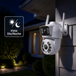 2 Cámaras de Seguridad Exterior WiFi 2K 3MP Doble Lente IP66 con Audio, Visión Nocturna y Pan/Tilt | MS-CE3X2