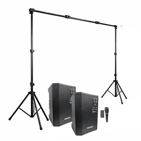 Combo musical portería de luces + kit 2 reproductores de audio M1 de 2000W