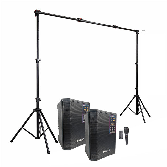 Combo musical portería de luces + kit 2 reproductores de audio M1 de 2000W