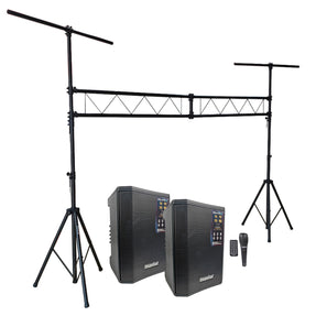 Combo musical soporte de luces para eventos + kit 2 reproductores de audio M1 de 2000W