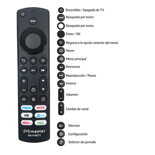 Control Remoto Compatible con Toshiba & Insignia Fire TV | RM-FIRETV