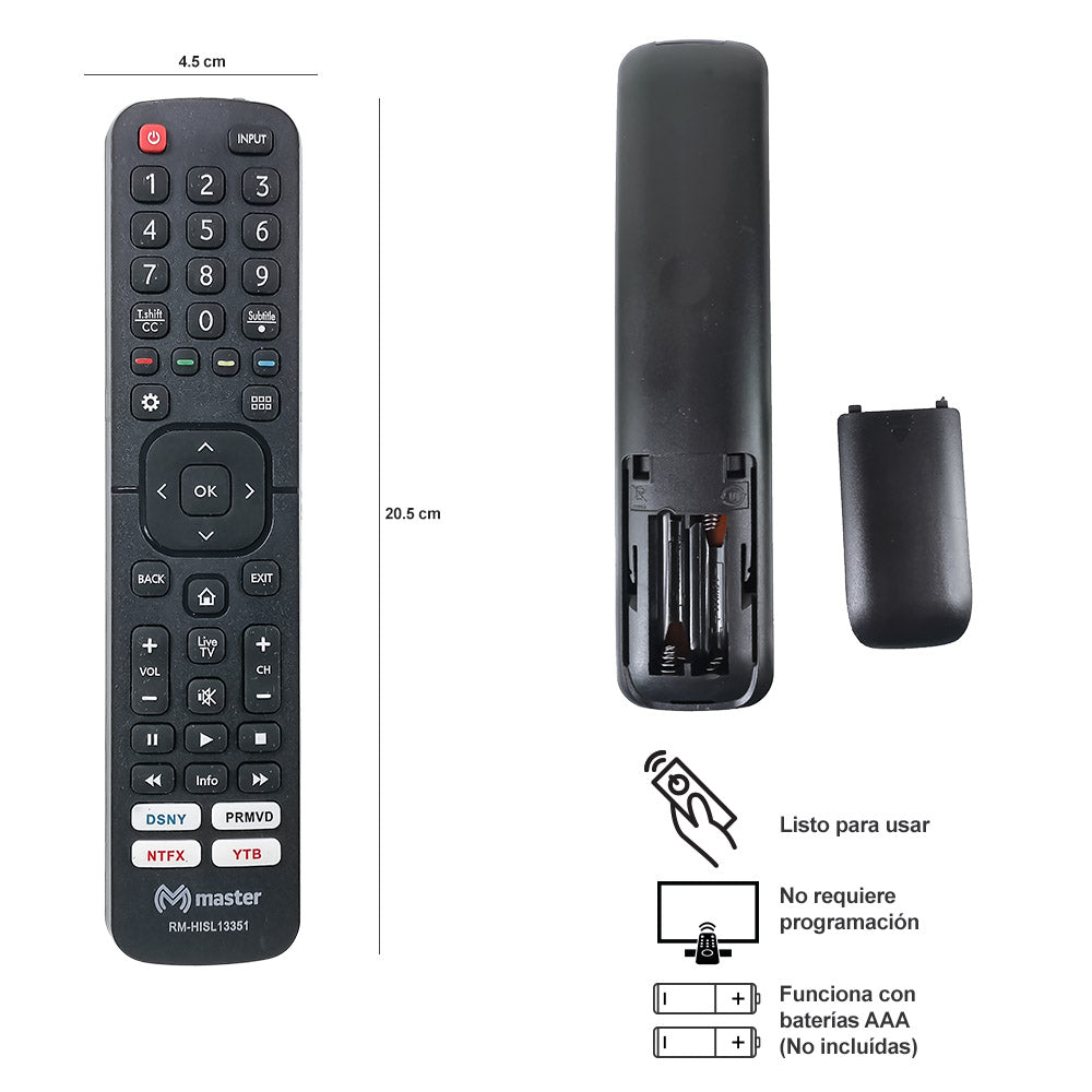 Control Remoto Compatible con TV Hisense | RM-HISL13351