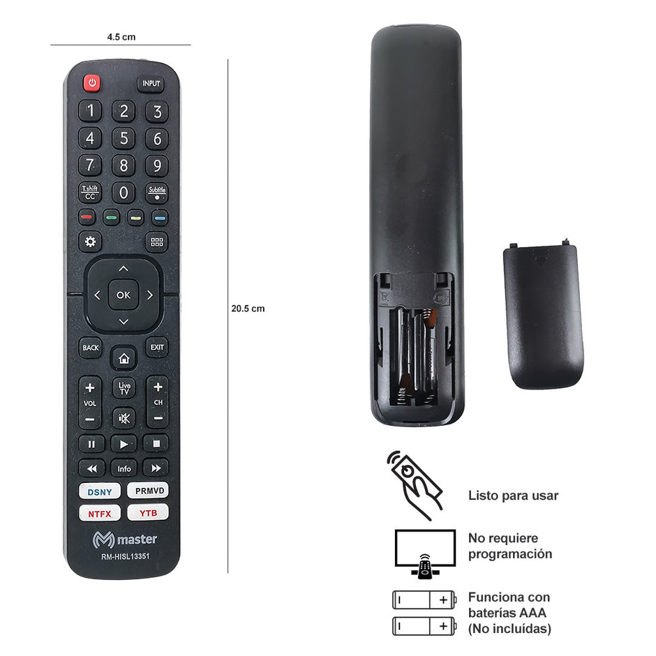 Control Remoto Compatible con TV Hisense | RM-HISL13351