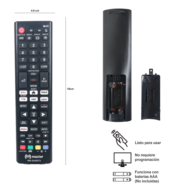 Control Remoto de Reemplazo Compatible con Samsung Smart TV | RM-SAMS73