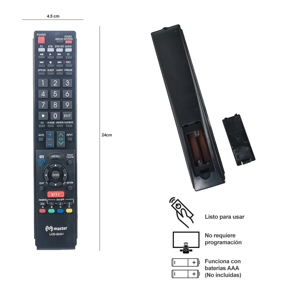 Control Remoto Universal para TV inteligentes SHARP LCD - LCD-SHA1