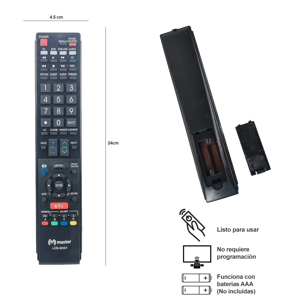 Mando a distancia Universal para TV inteligentes SHARP LCD - LCD-SHA1