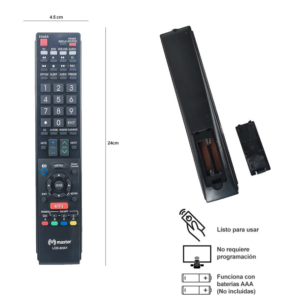 Control Remoto Universal para TV inteligentes SHARP LCD - LCD-SHA1