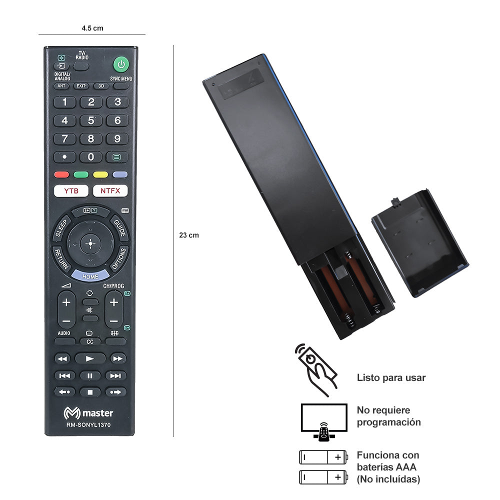 Control Remoto Compatible con Sony Smart TV | RM-SONYL1370