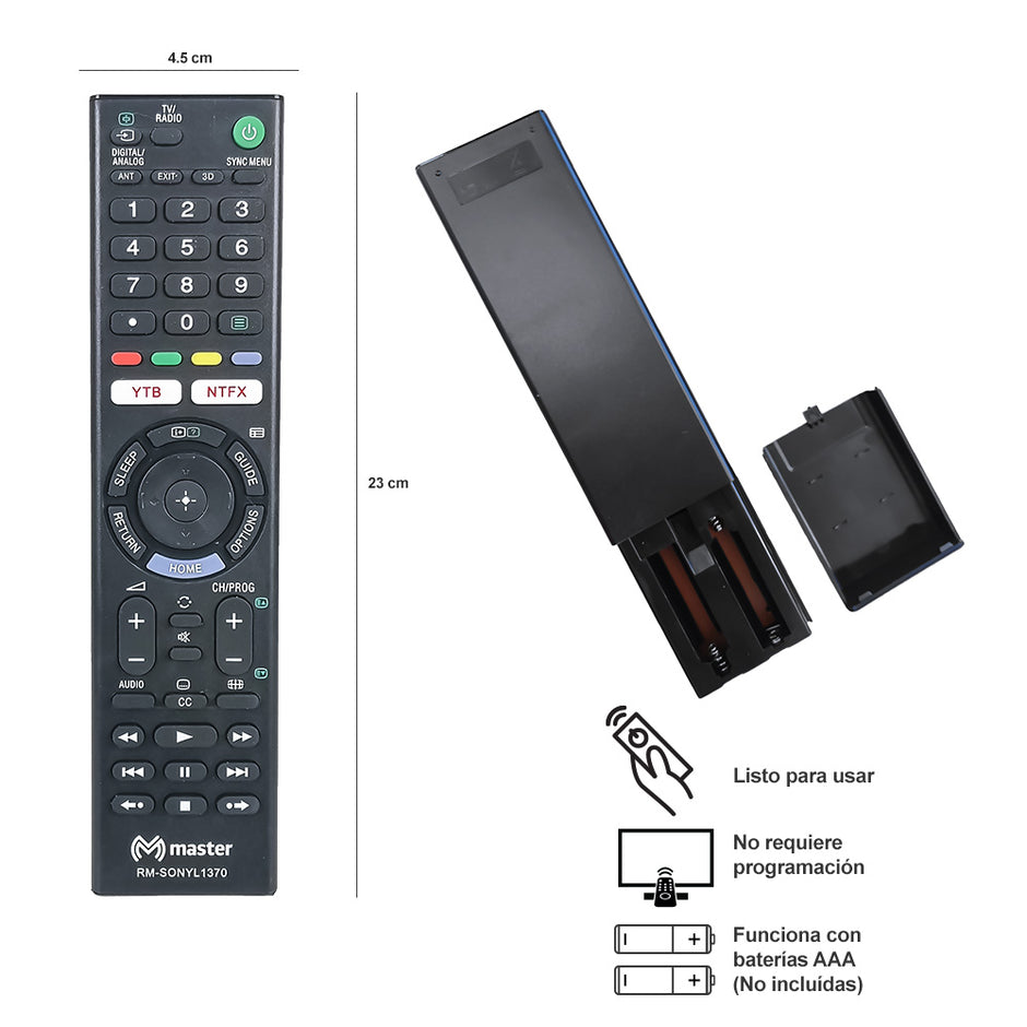 Control Remoto Compatible con Sony Smart TV | RM-SONYL1370
