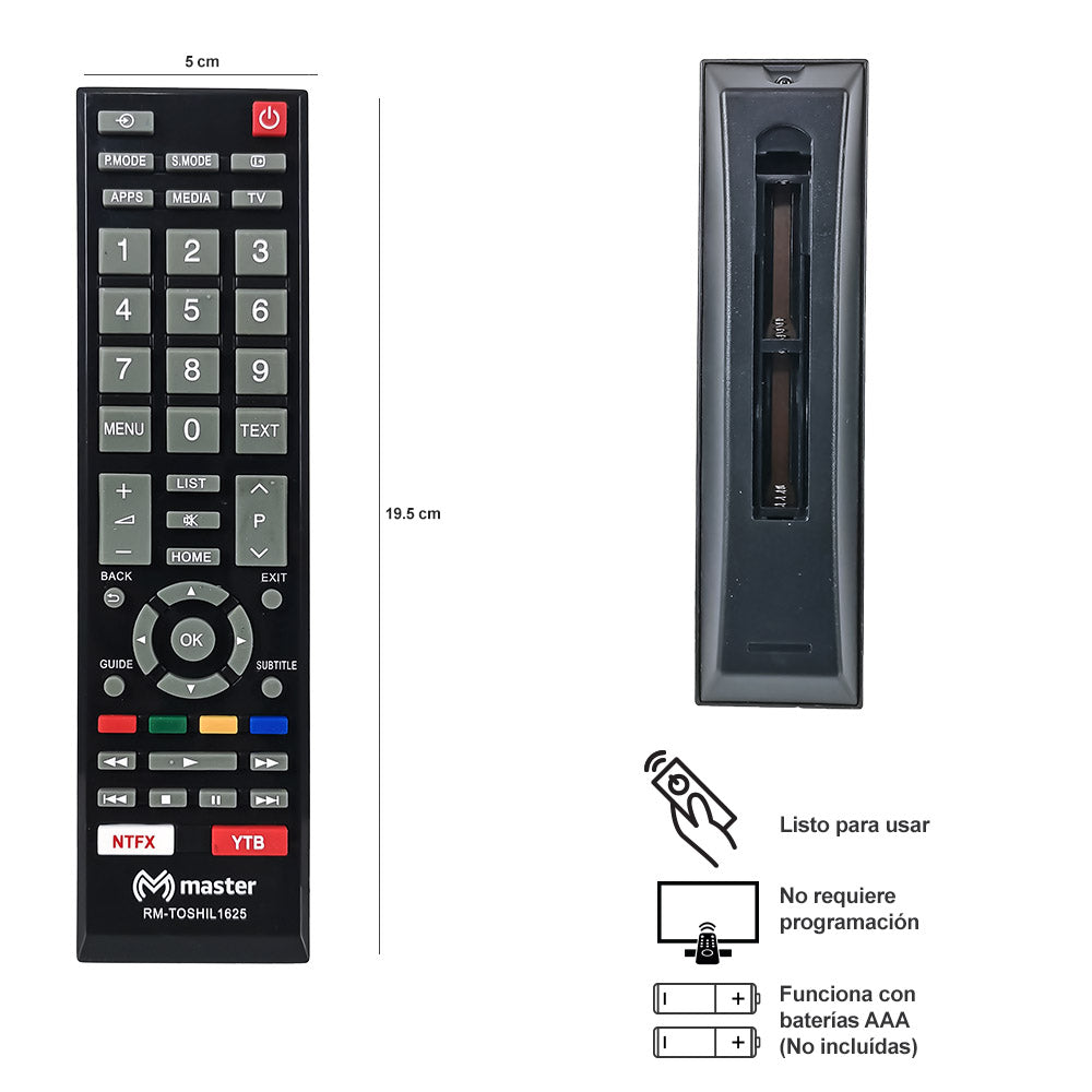 Control Remoto Compatible con TV Toshiba | RM-TOSHL1625