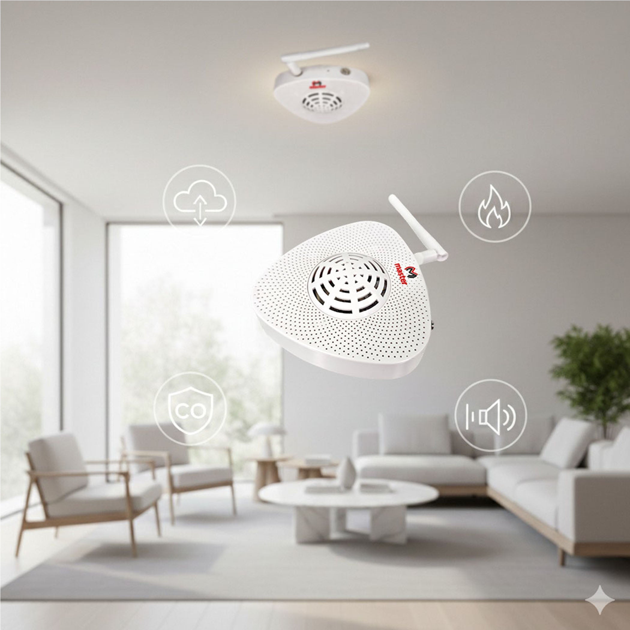 Sensor / Medidor Inteligente de Humo, Monóxido de Carbono, Ruido y Gases Combustibles Alarma de Voz y Alta Sensibilidad | EASY-RUIDO-MONOXIDO
