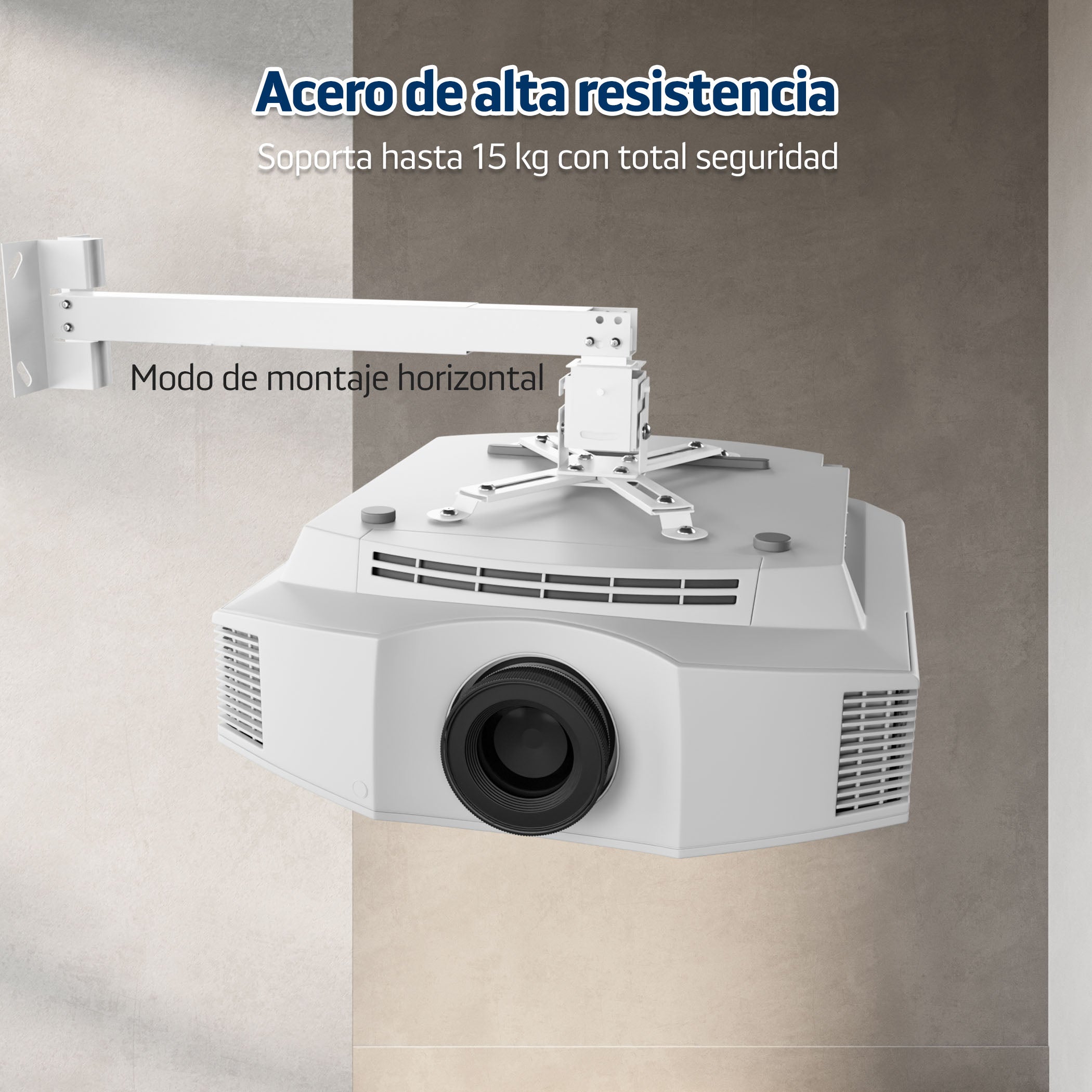 Soporte de Techo Universal para Proyector STEEL-PROYECT (Blanco Mate)