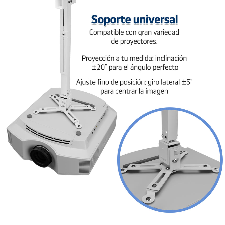 Soporte de Techo Universal para Proyector STEEL-PROYECT (Blanco Mate)