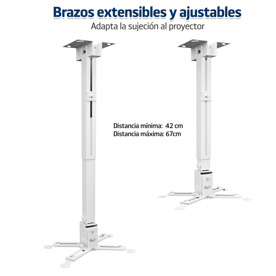 Soporte de Techo Universal para Proyector STEEL-PROYECT (Blanco Mate)