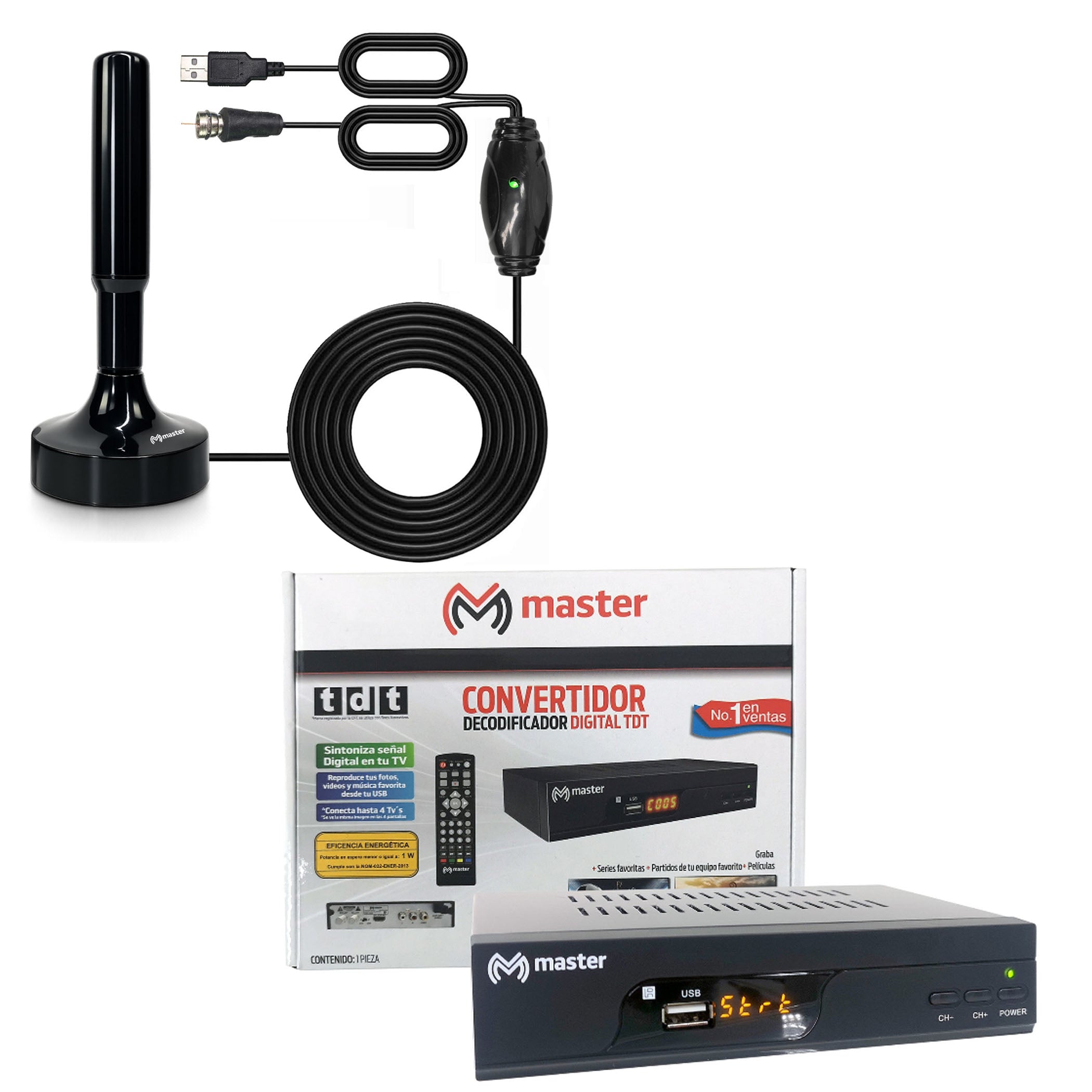 Kit Decodificador Digital para TV + Antenapara interior