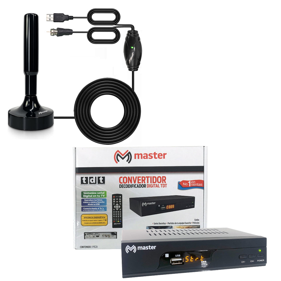 Kit Decodificador Digital para TV + Antenapara interior