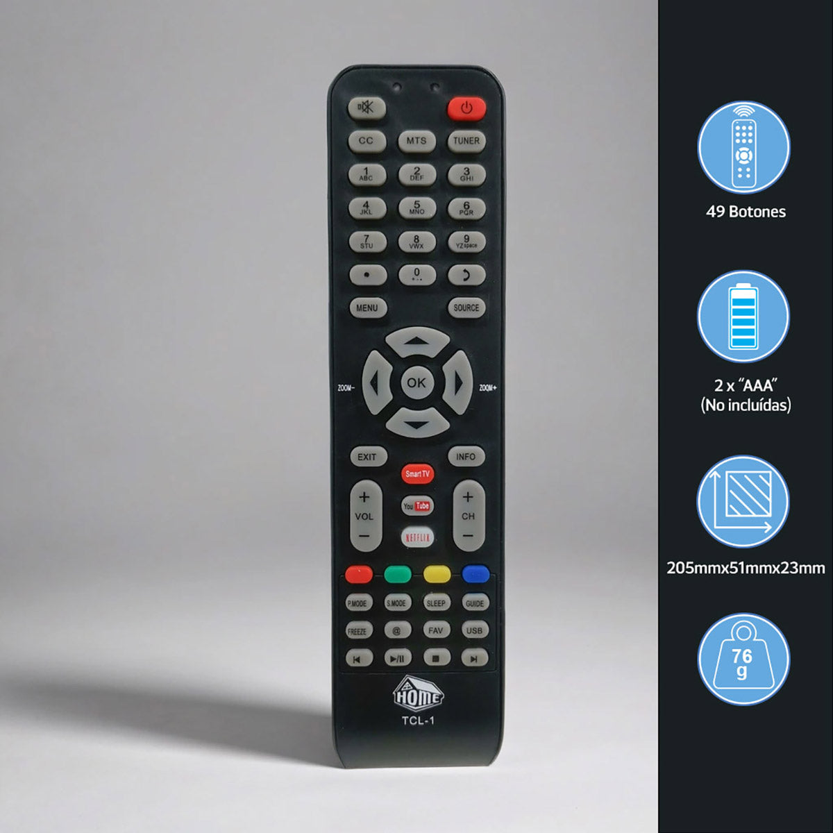 Control Remoto Compatible con TCL y Viore Smart TV | TCL-1