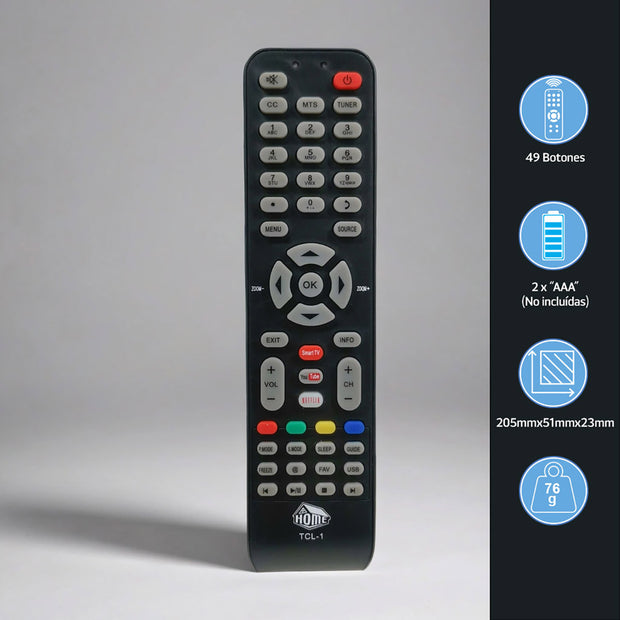 Control Remoto Compatible con TCL y Viore Smart TV | TCL-1
