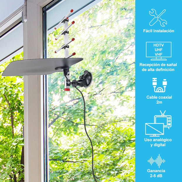 Antena Interior Digital HD con 6 Elementos Señal Abierta para TV Full HD | TVANT-INT-4K