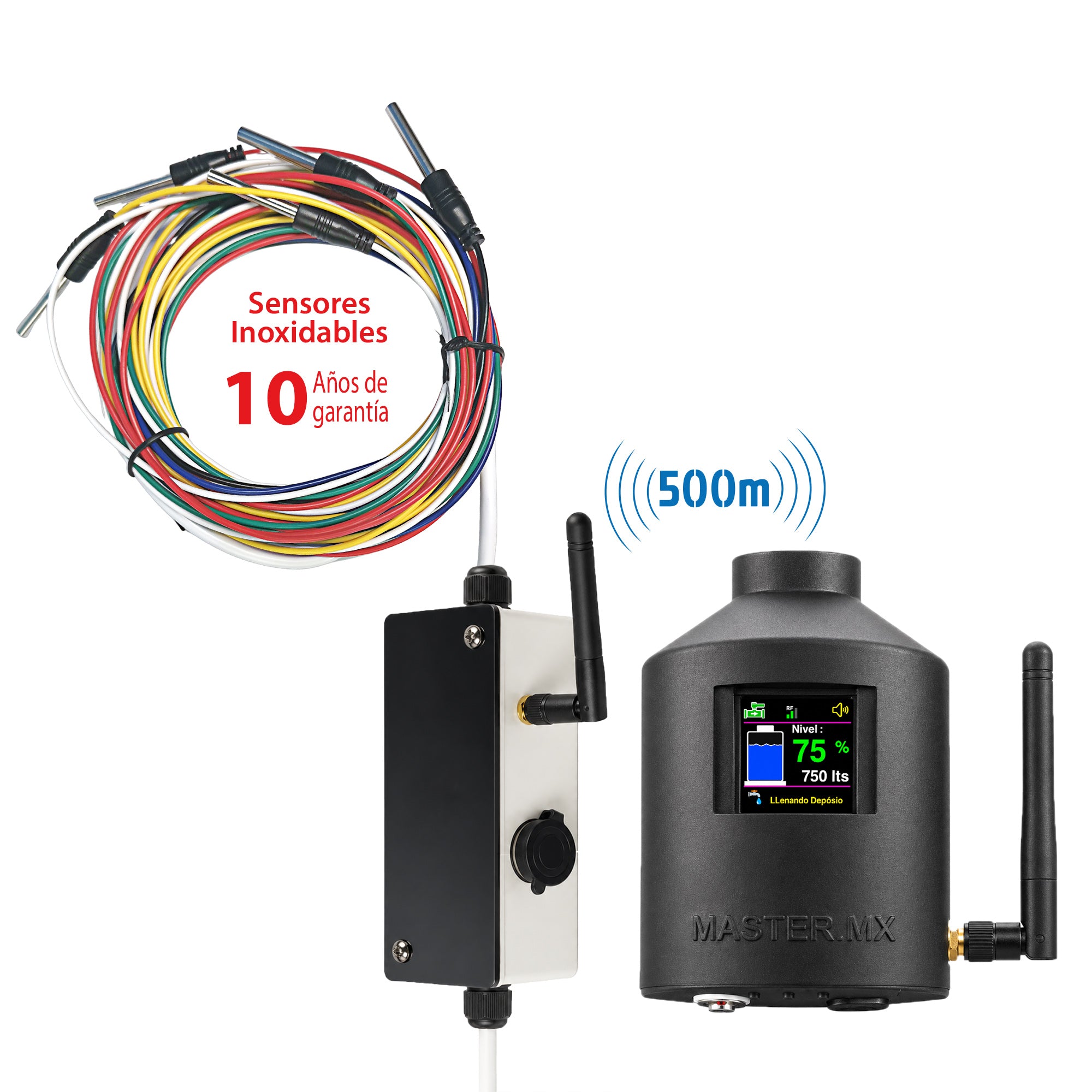 Medidor y sensor inteligente de nivel de agua para tinacos, cisternas y depósitos de agua, WiFi con App, Alertas de Desabasto, Desborde y Llegada de Agua | CONNECT-WATERPRO