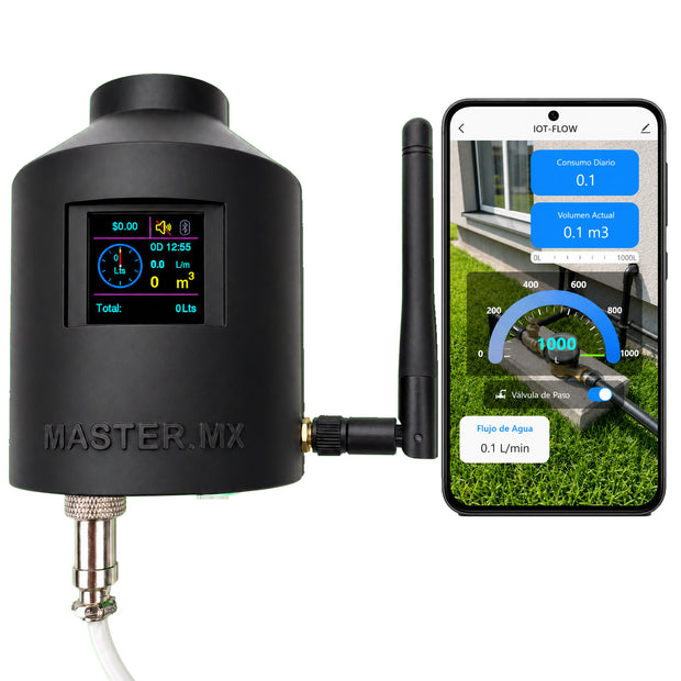 Medidor Sensor Consumo Agua Tinaco Cisterna WiFi | Caudalímetro | Mide litros, Metros Cúbicos y Costo en Dinero | Tiempo Real | App IoT | Hogar y Negocio | Dias de Consumo CONNECT-FLOW1