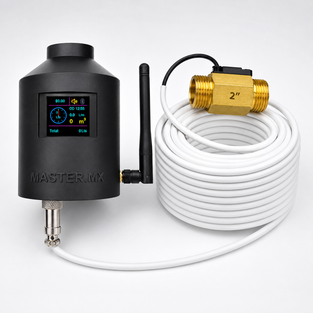 Medidor Sensor Consumo Agua Tinaco Cisterna WiFi | Caudalímetro | Mide litros, Metros Cúbicos y Costo en Dinero | Tiempo Real | App IoT | Hogar y Negocio | Dias de Consumo CONNECT-FLOW2