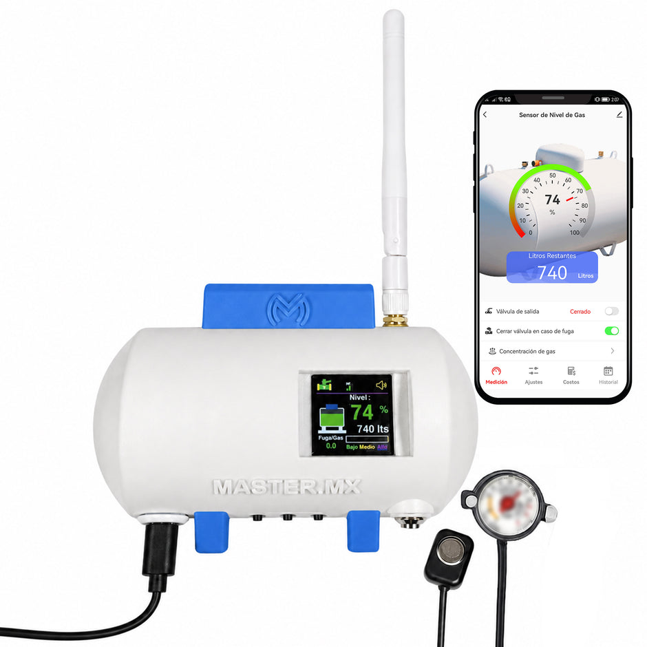 Sensor medidor inteligente para tanque de gas LP estacionario | Mide nivel de gas y detecta fugas | CONNECT-GASPRO