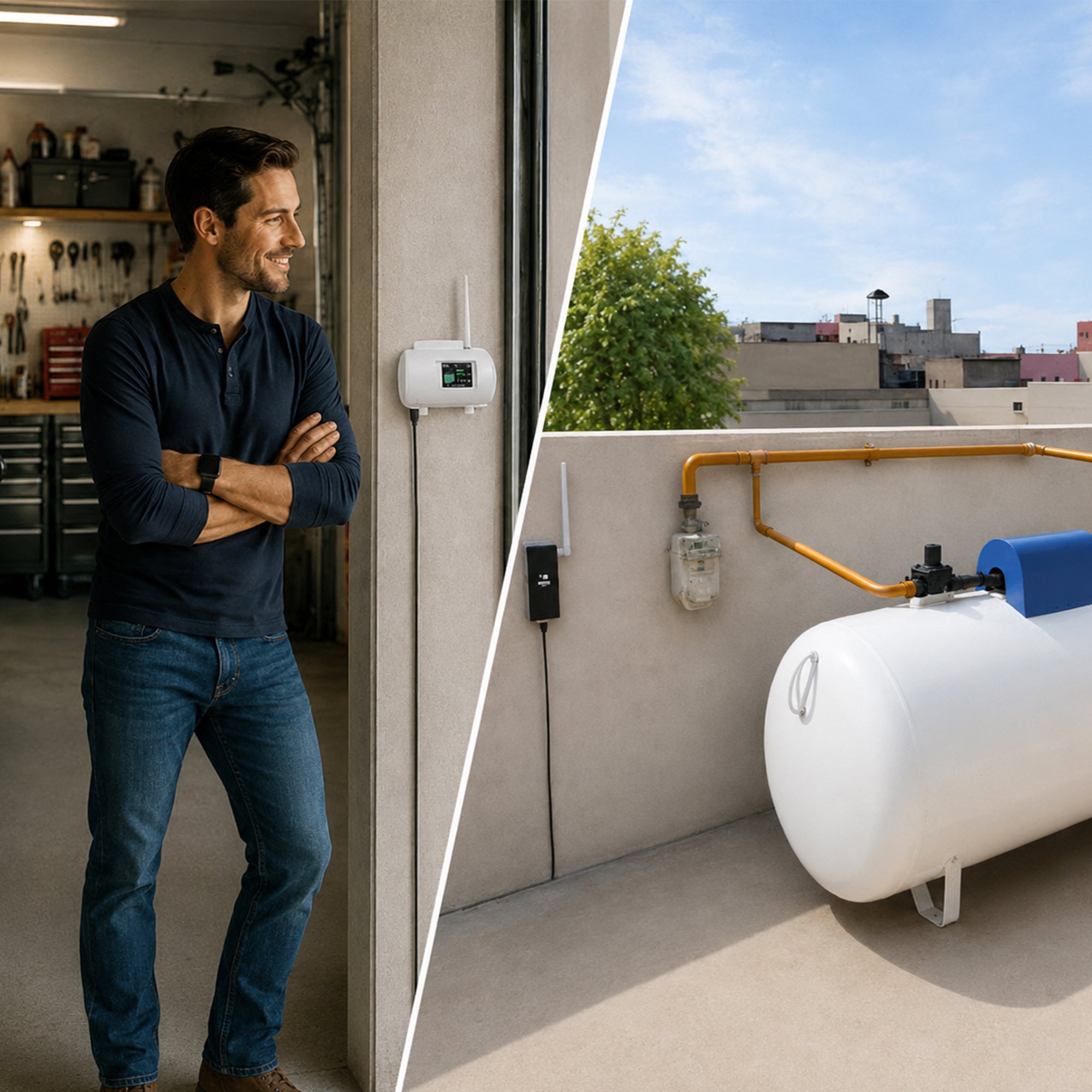 Sensor medidor inteligente para tanque de gas LP estacionario | Mide nivel de gas y detecta fugas | CONNECT-GASPRO