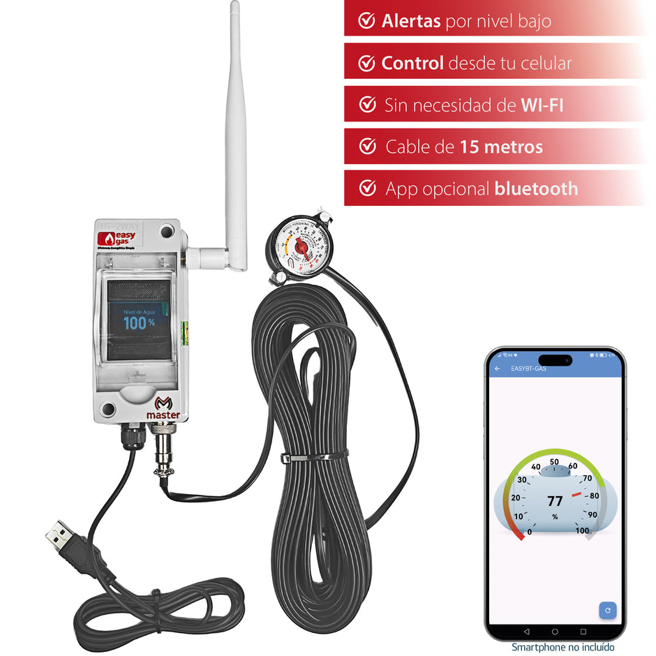 Sensor Medidor Digital de Gas para Tanque Estacionario Pantalla Integrada y con Alarma | EASY-GAS