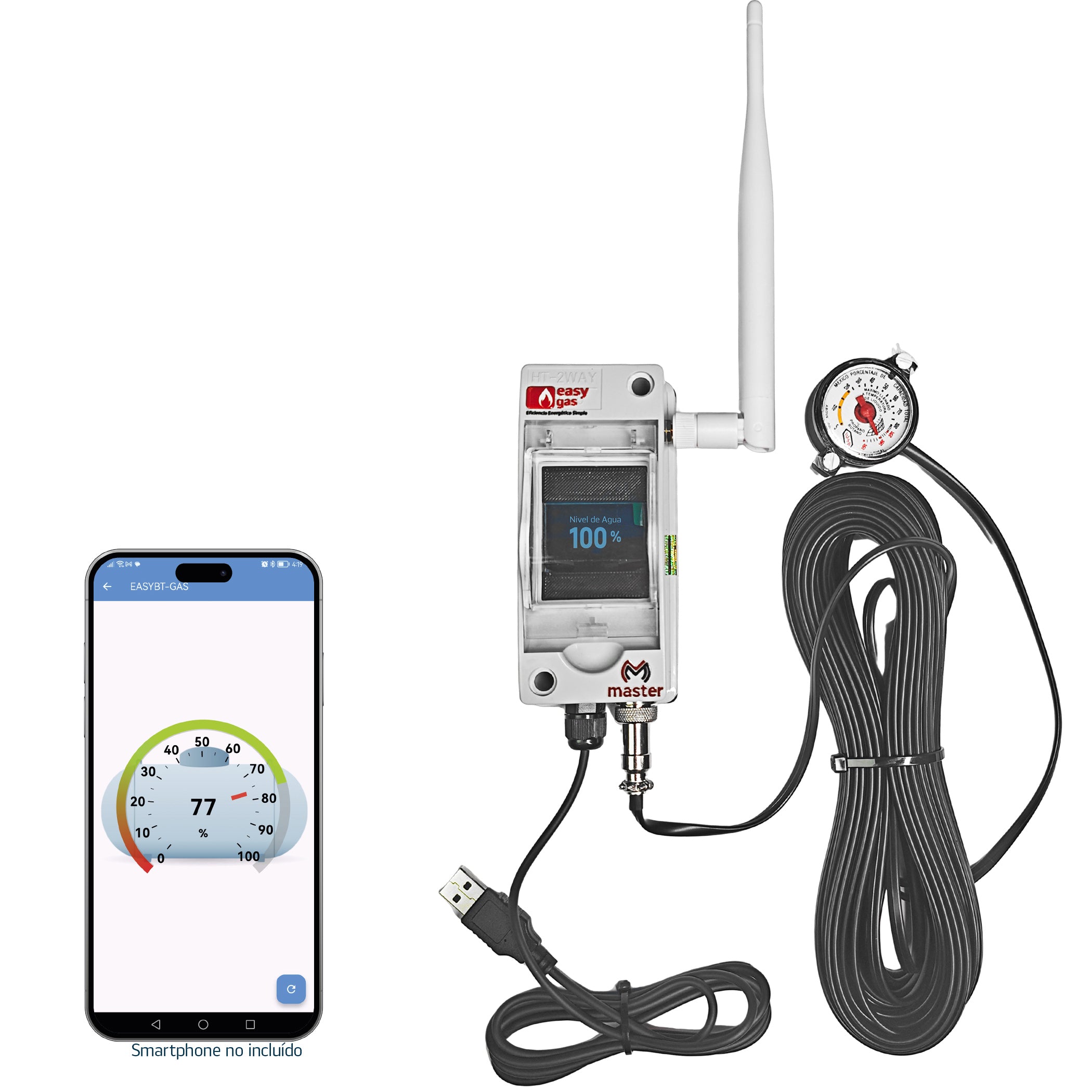Sensor Medidor Digital de Gas para Tanque Estacionario Pantalla Integrada y con Alarma | EASY-GAS