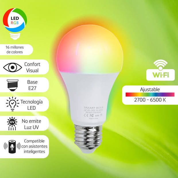 Foco RGB Inteligente 9W E27 Compatible con Alexa y Google | IOT-BULBRGB